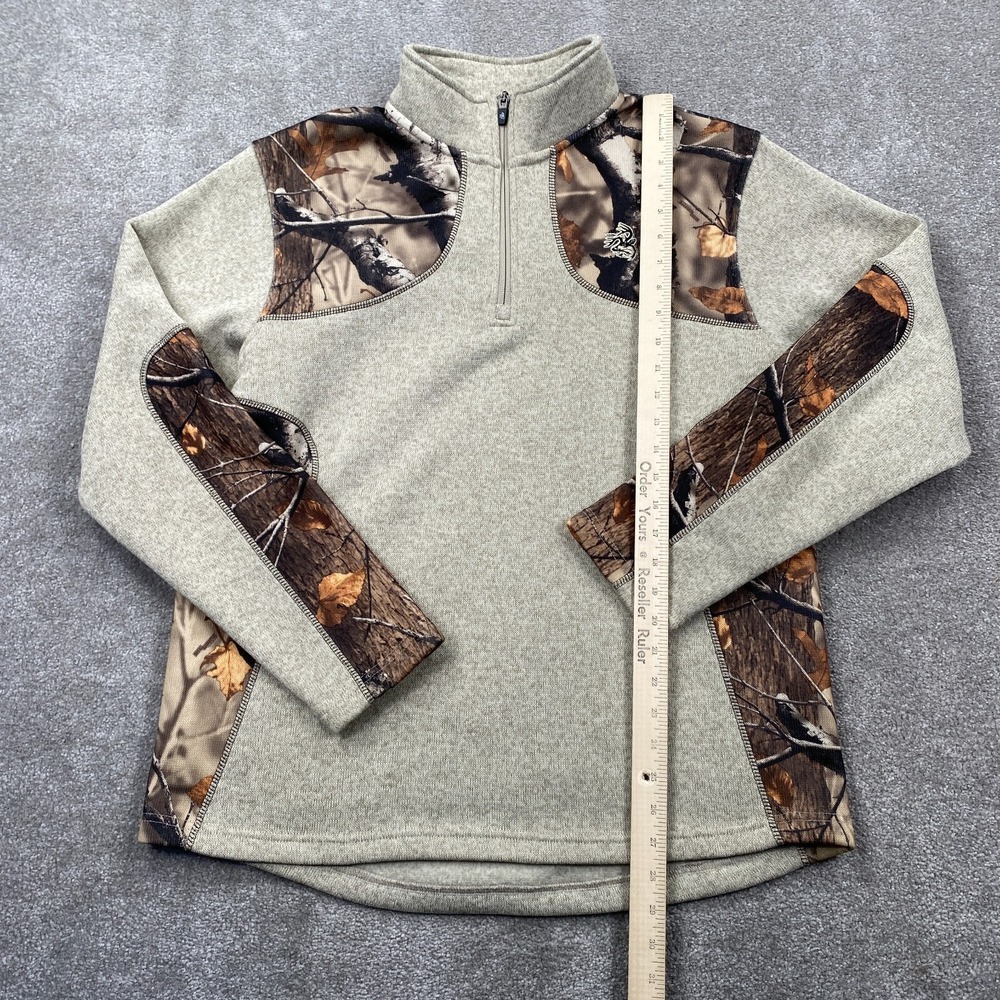 Legendary Whitetails Deer‎ Gear Fleece 1/4 Zip Camo Sweatshirt Size L Beige - Picture 3 of 10